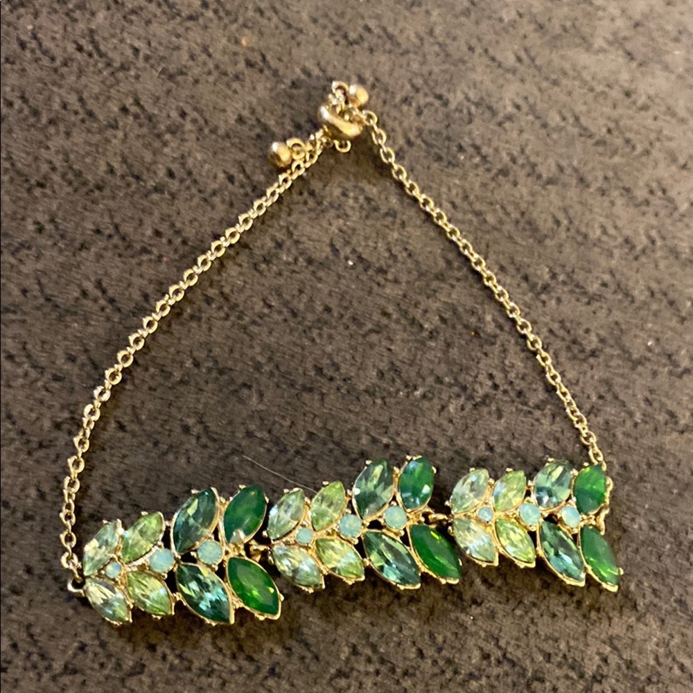 LOFT Mystic Sea Green and Gold Leaf Pull Tie Bracelet